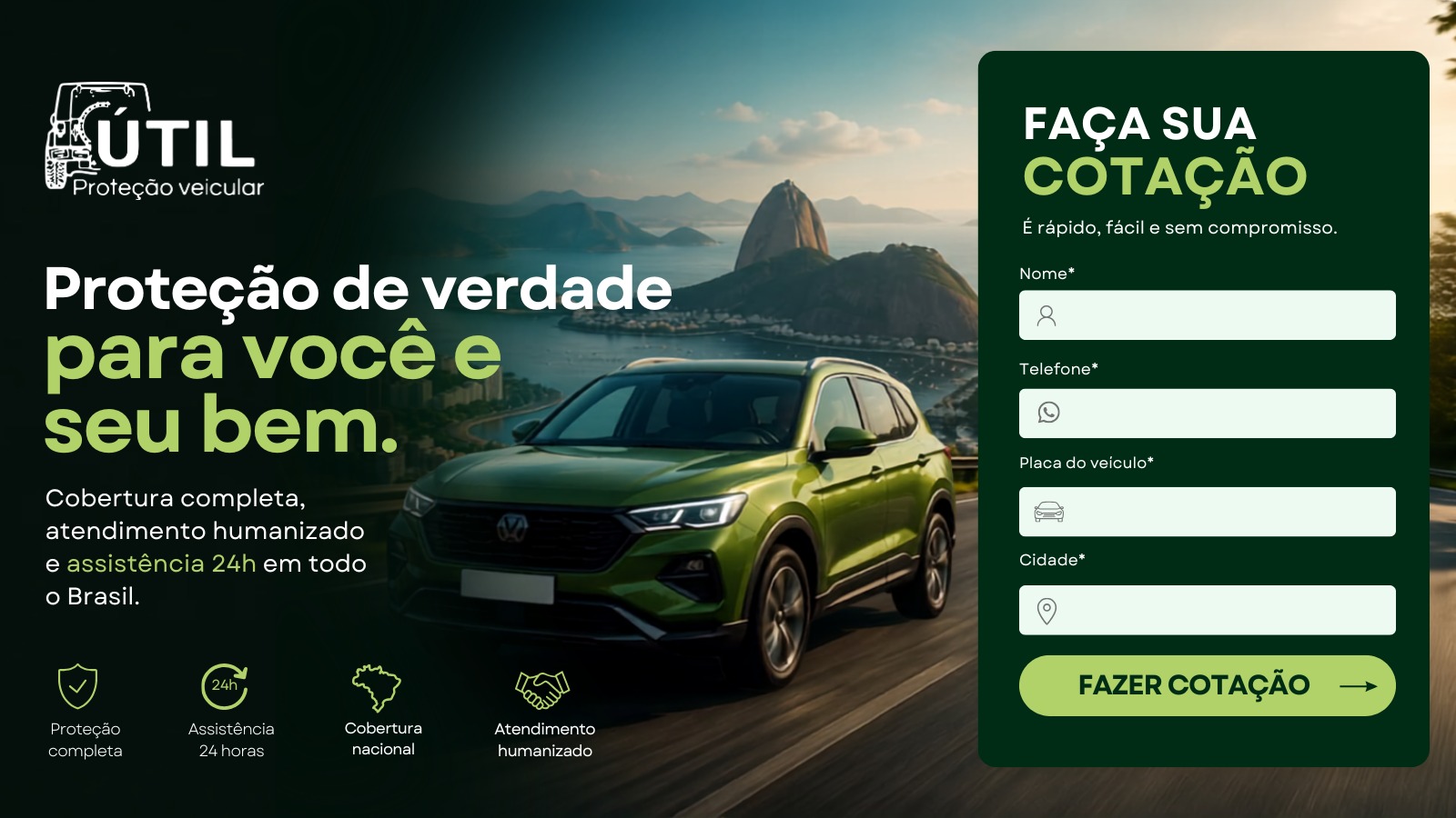 Faça sua cotação — Útil Proteção Veicular