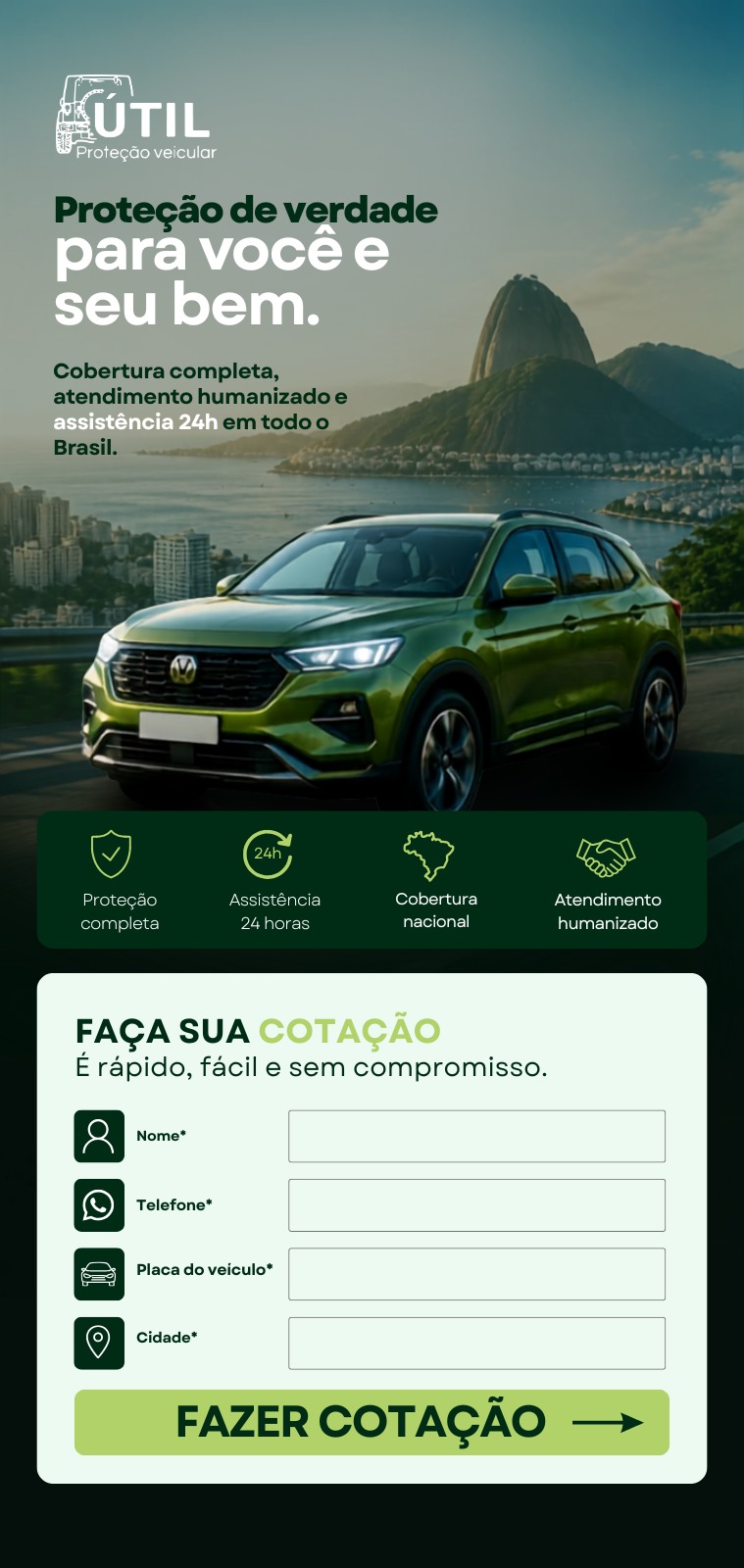 Faça sua cotação — Útil Proteção Veicular